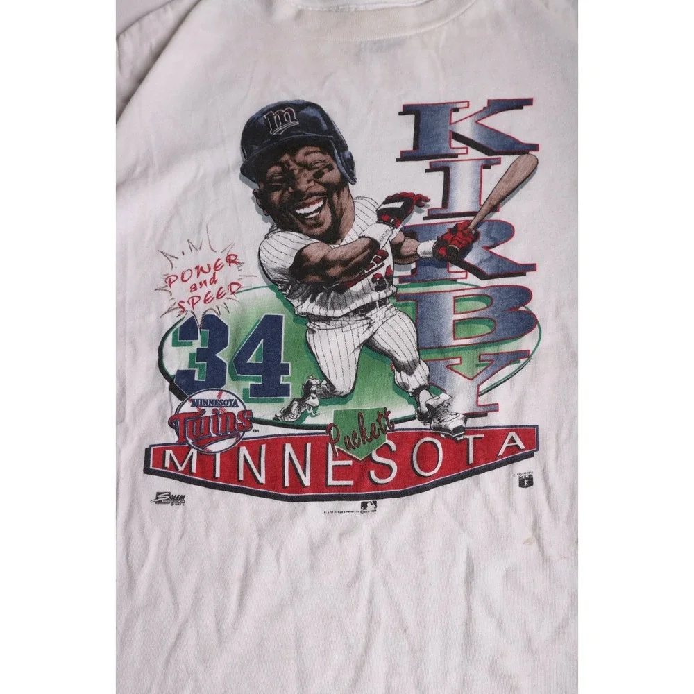 Vintage 1992 Kirby Puckett Minnesota Twins Salem Sportswear T-Shirt Kids 18-20 L